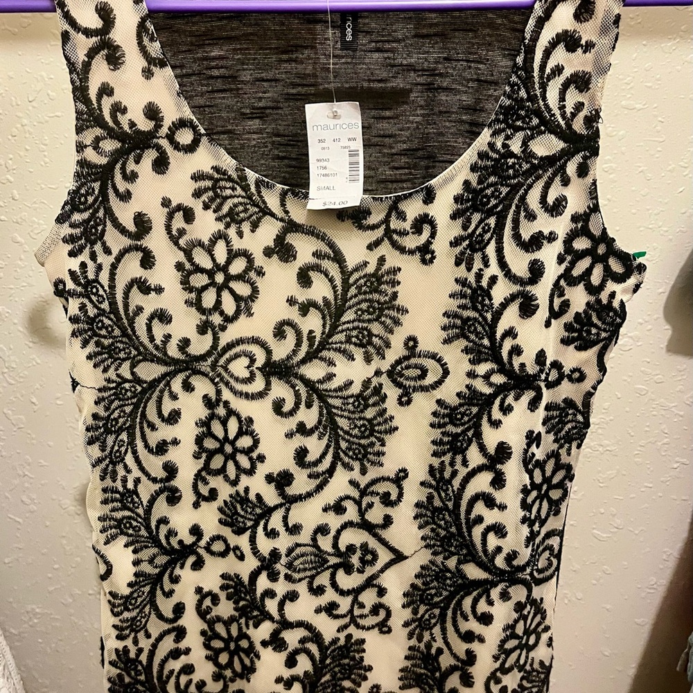 Maurices Elegant Black and Cream Floral Top